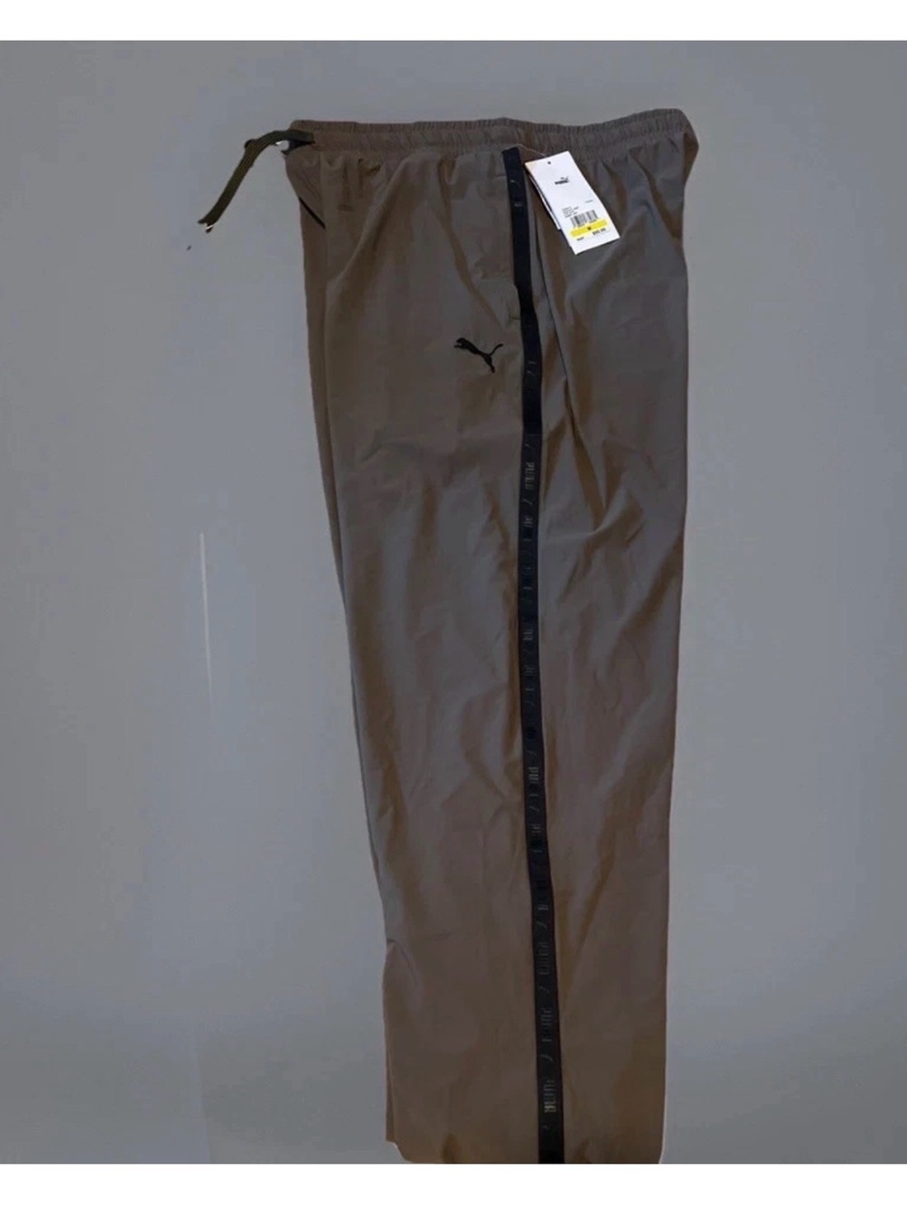 PUMA MEN'S Stretchknit PANTS New Sz M Olive Loden Green with Black Stripe Logo